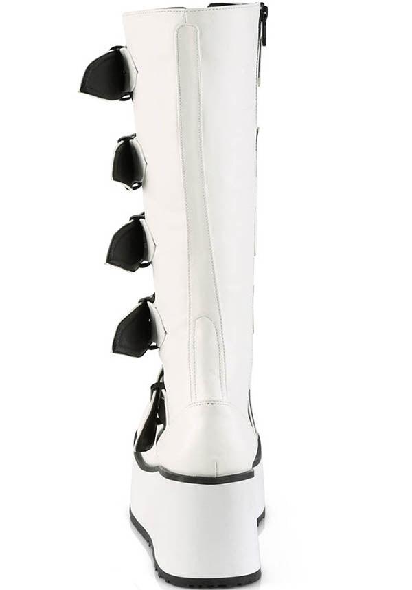 White TRASHVILLE-518 Knee High Lace-Up Boots [Preorder]