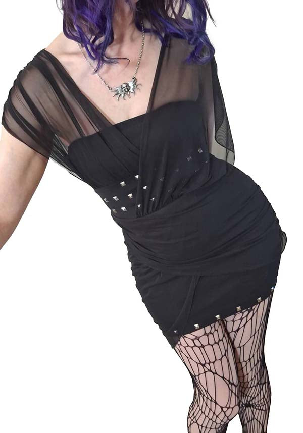 Necessary Evil Venus-Style Wrapped Mesh Mini Dress for Fashion-Forward Women