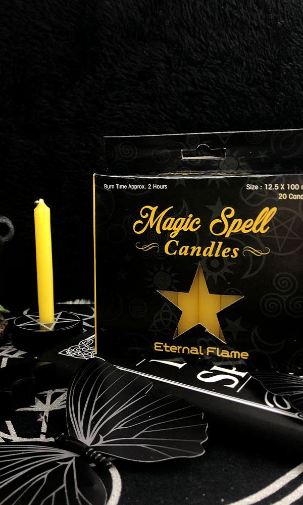 Yellow Eternal Flame Magic Spell Candles for Rituals and Decorations