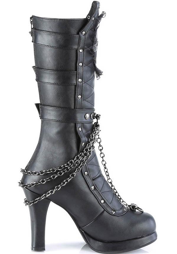 Black Demonia Crypto-67 Mid-Calf Boots - Preorder Available