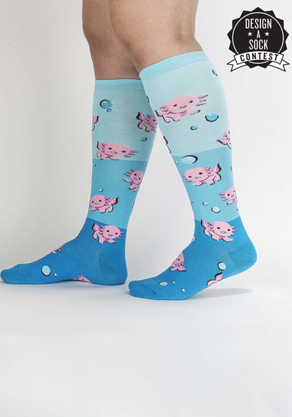 Dancing Axolotl Themed Knee High Socks for Both Men and Women