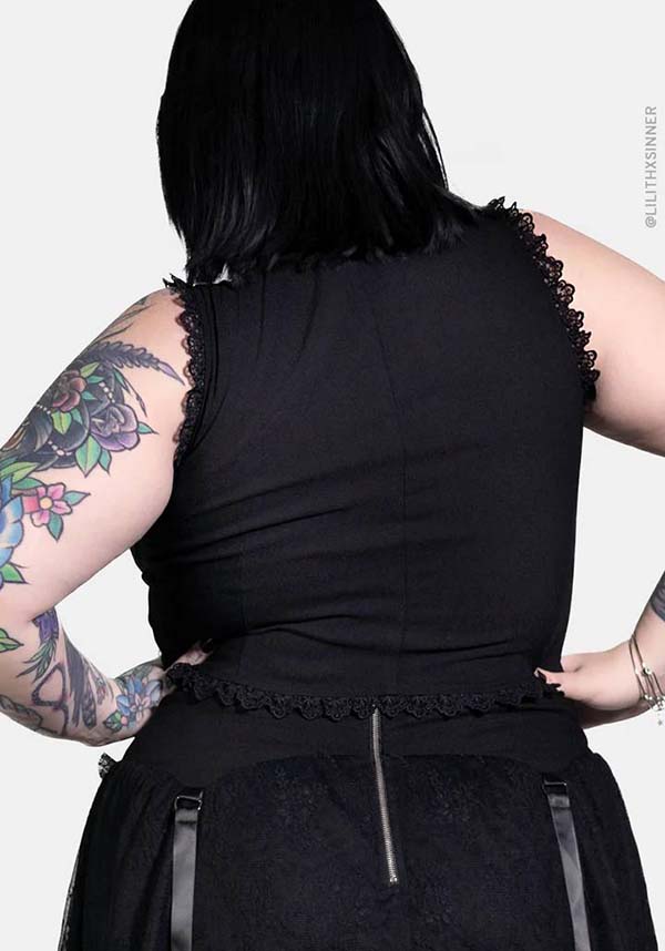 Circe Women's Fashionable Lace-Trimmed Adjustable Corset Front TOP