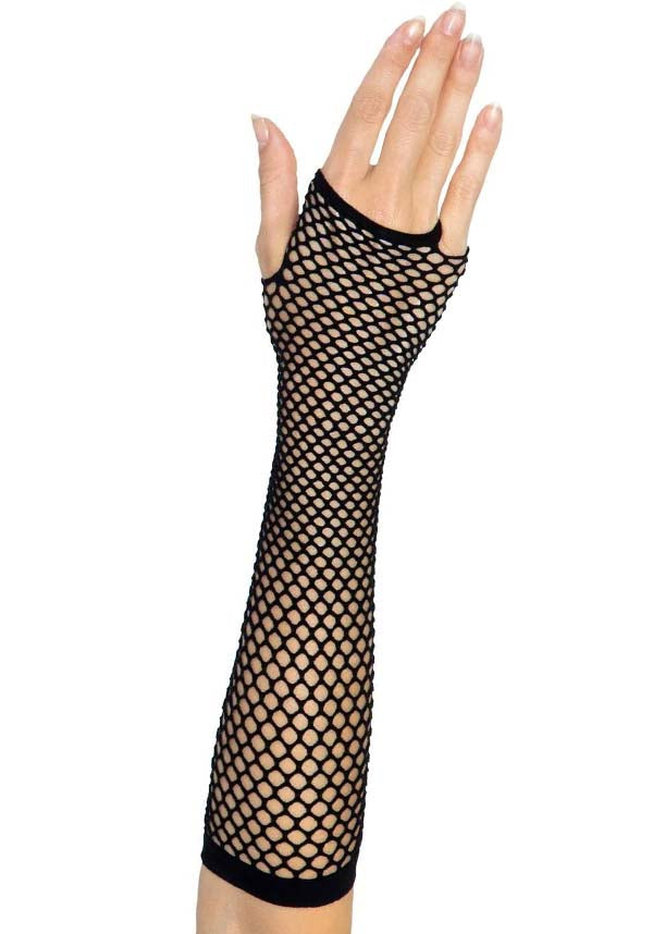 Black Fingerless Triangle Net Arm Warmers by LEG AVENUE - Stylish Costume Accessory