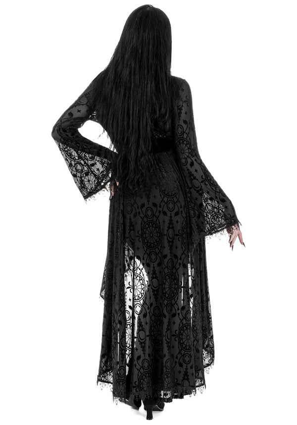 Restyle's Enchanting Dark Angel Burnout Stretch Velour Duster