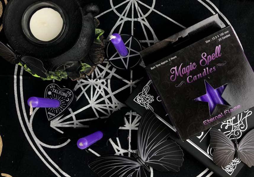 Purple Eternal Flame Magic Spell Candles for Rituals and Decor