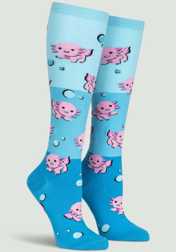 Dancing Axolotl Themed Knee High Socks for Both Men and Women