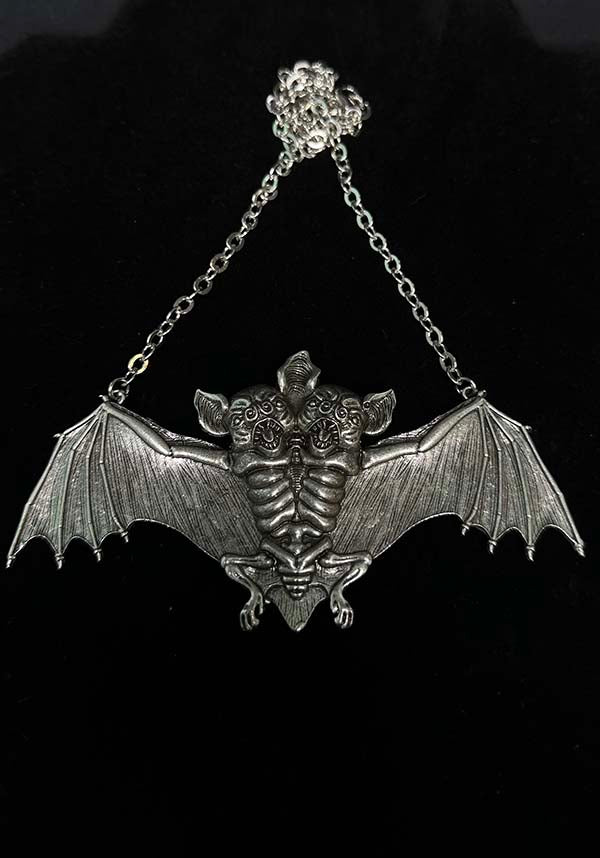 Exclusive Two-Faced Macabre Bat Necklace with Intricate Design