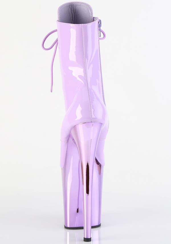 Pre - order FLAMINGO - 1020 Lavender Patent Platform Ankle Boots