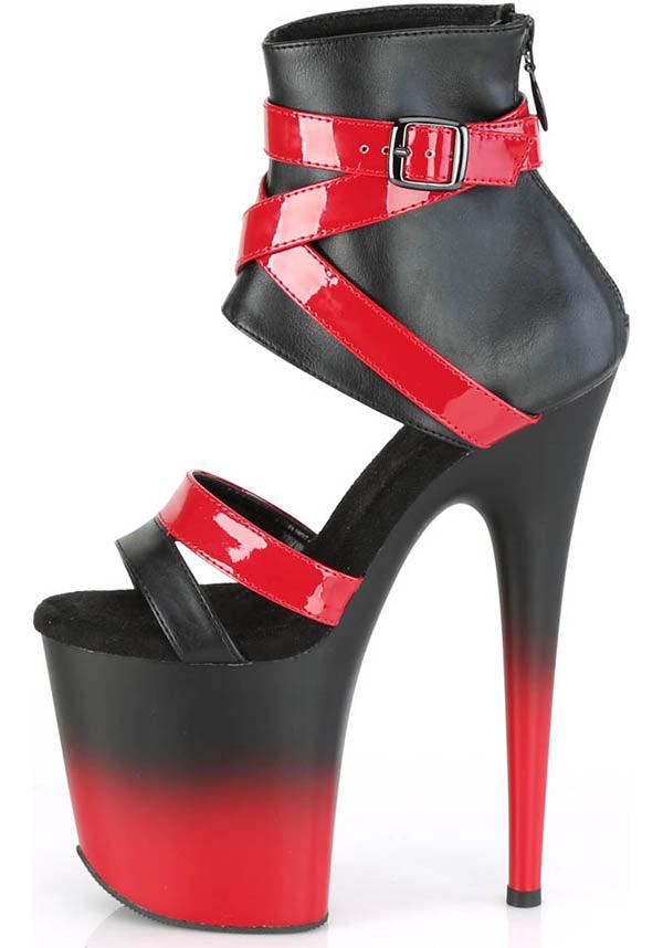 Pleaser Flamingo-800-15 Platform Heels in Black and Red Color Scheme - Pre-Order Only