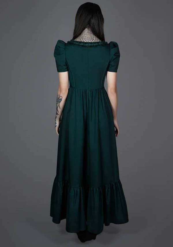 Lively Ghosts Emeraude Gothic Elegance Short Sleeve Dress