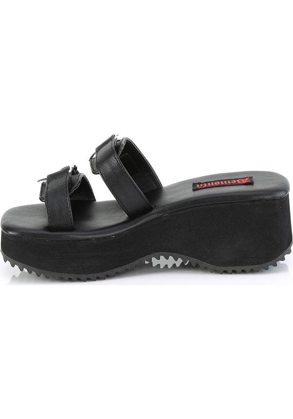 Black Vegan Leather FLIP-12 Slide Sandals - Preorder Now