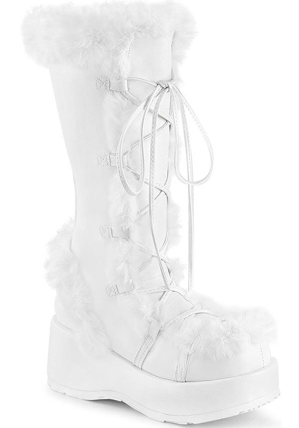 CUBBY-311 Platform Boots in White Vegan Leather - Pre-Order Available