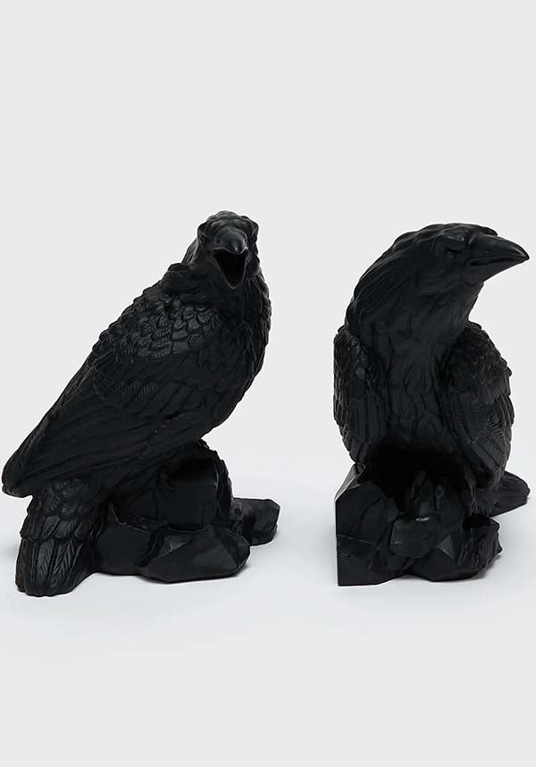 Matte Finish Resin Corvus Bookends - Set of Two