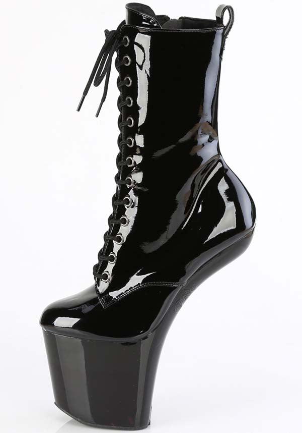 PREORDER! CRAZE-1040 Black Patent Platform Ankle Boots