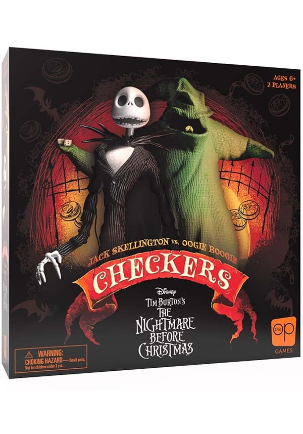 Disney Tim Burton The Nightmare Before Christmas Checkers: A Festive Two - Player Strategy Board Game