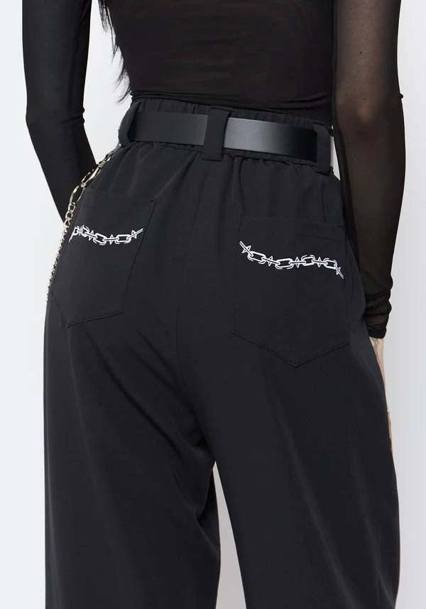 Mary Wyatt O-Ring Unchained High-Waisted Wide Leg Trousers