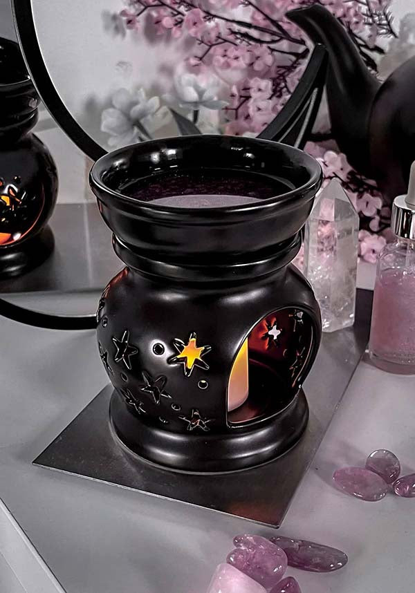 Unique Crescent Stone Wax Burner with Custom Celestial Design