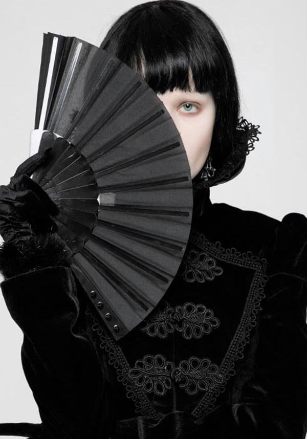 Punk Rave Soft Sheer Fabric Fan with Grunge Metal Rivets