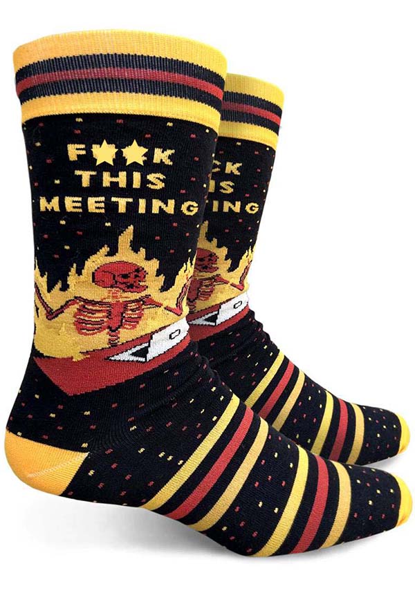 Fun and Eye - catching 'Express Discontent with Meeting' Crew Socks for Fashion - lovers