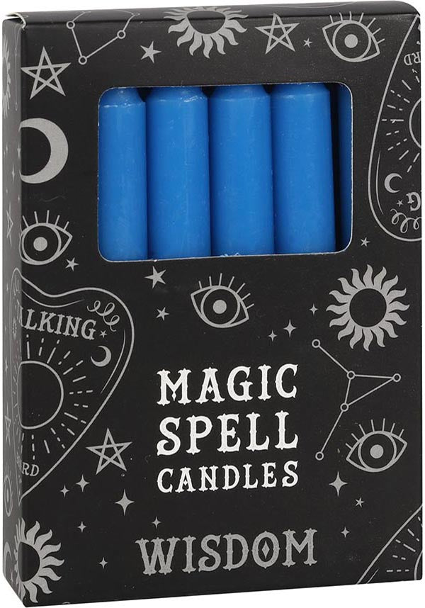 12-Pack Dark Blue Wisdom-Casting Candles for Magical Moments