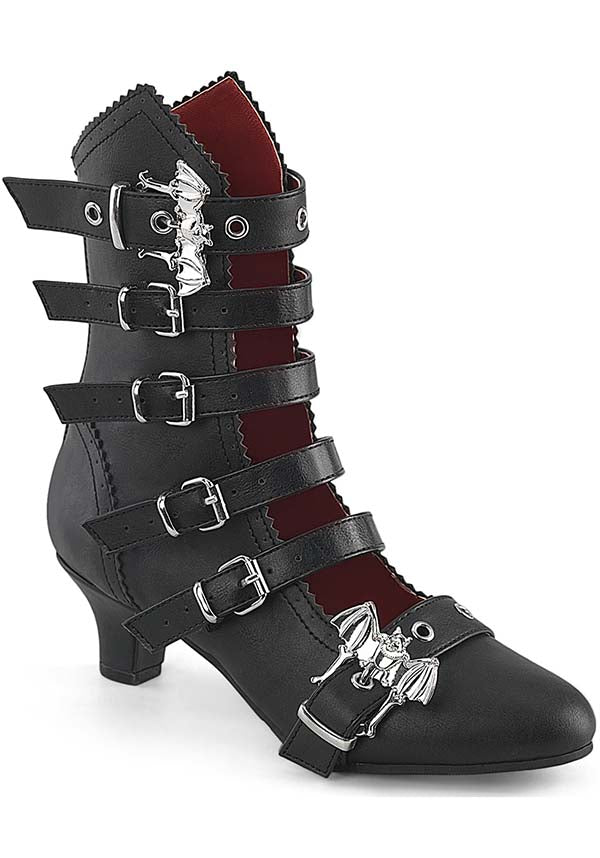 Demonia FLORA-1035 Black Mid-Calf Heel Boots - Preorder