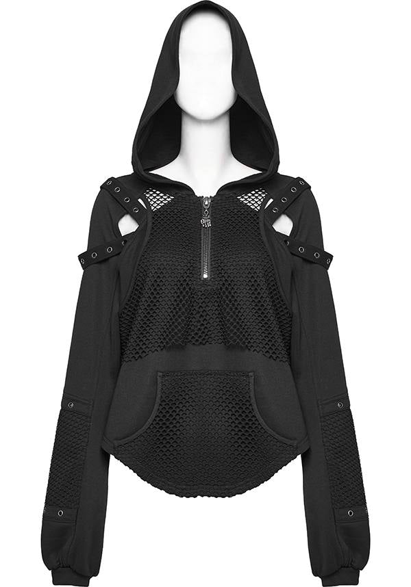 Eris Techwear Futuristic Mesh Blend Hoodie for Modern Style