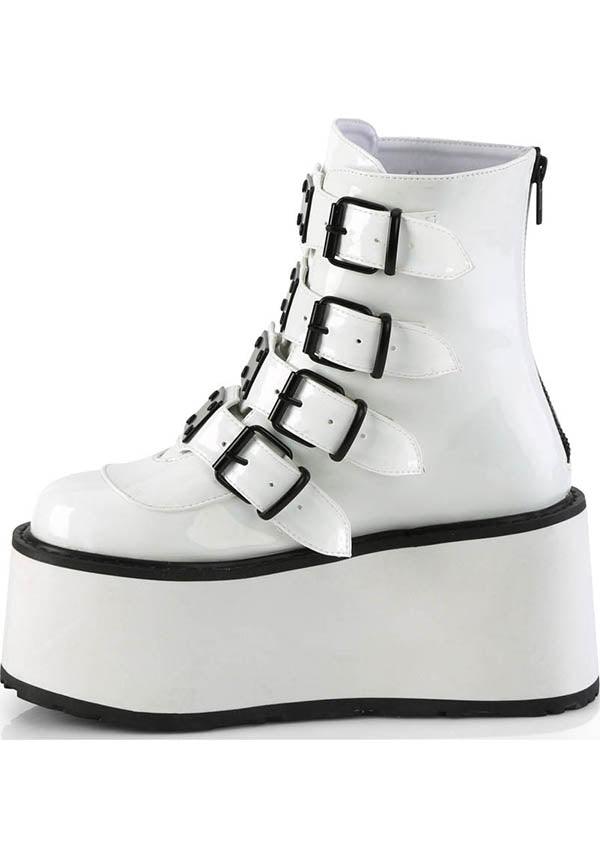 Pre - order DAMNED - 105 Platform Ankle Boots in White Holo Patent Design