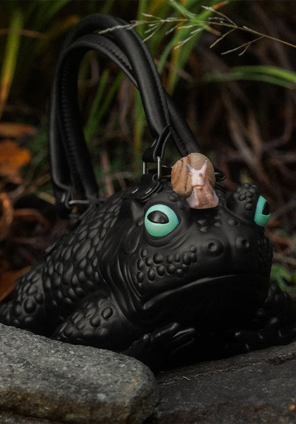 Black Toad Design Vegan Handbag with Glow - in - the - Dark Eyes