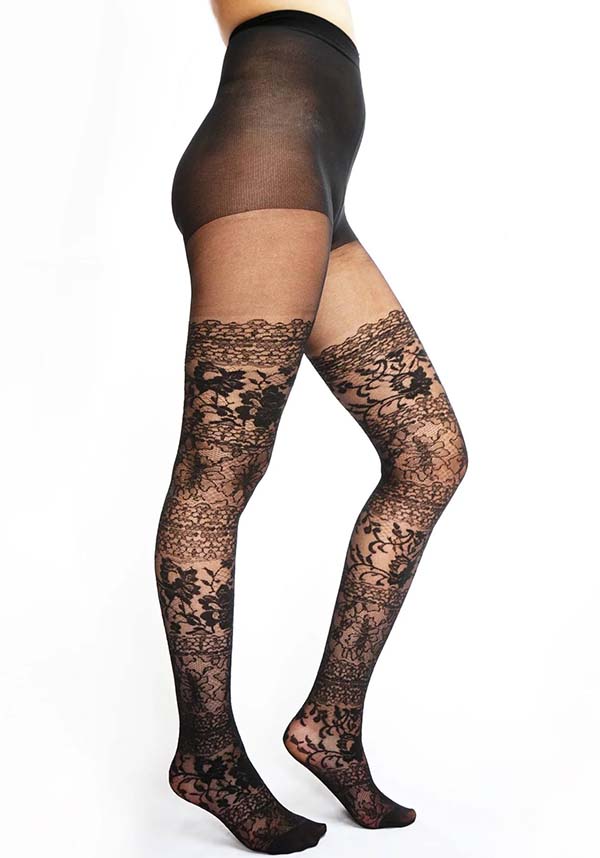 Vintage Over-the-Knee Lace TIGHTS for Lolita or Halloween