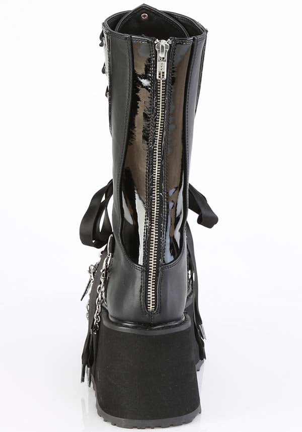 DAMNED-120 Platform Boots in Black/Patent Finish - Pre-Order Available