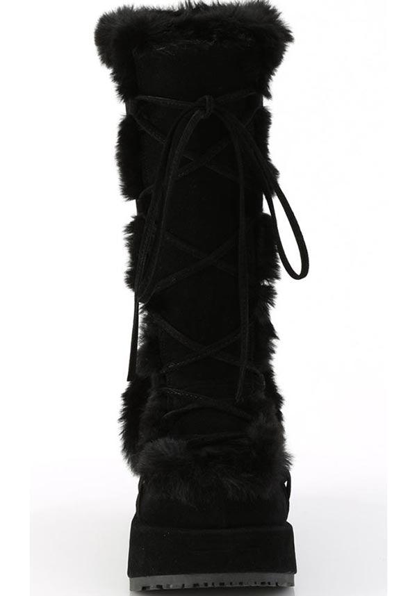 Black Vegan Suede CUBBY-311 Platform Boots [Preorder]