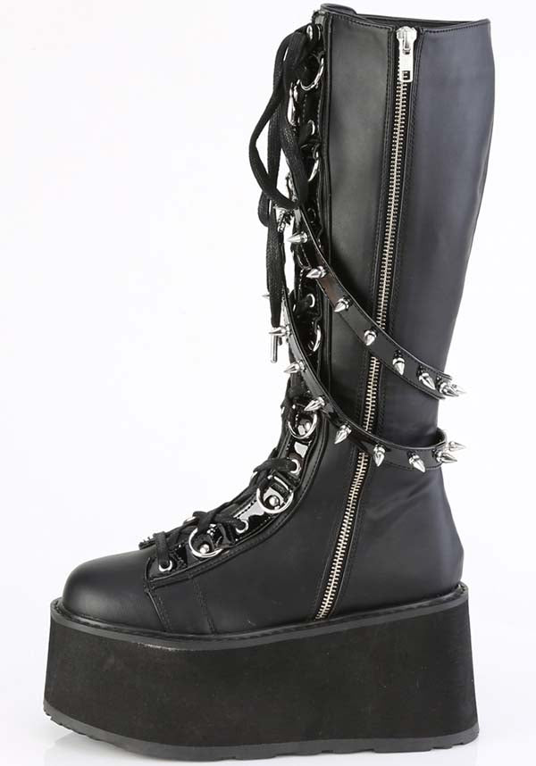 DAMNED-220 Black Platform Knee-High Boots - Preorder