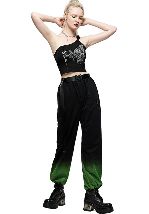 Eternal Eventide Green Casual Streetwear Pants with Elastic Waist