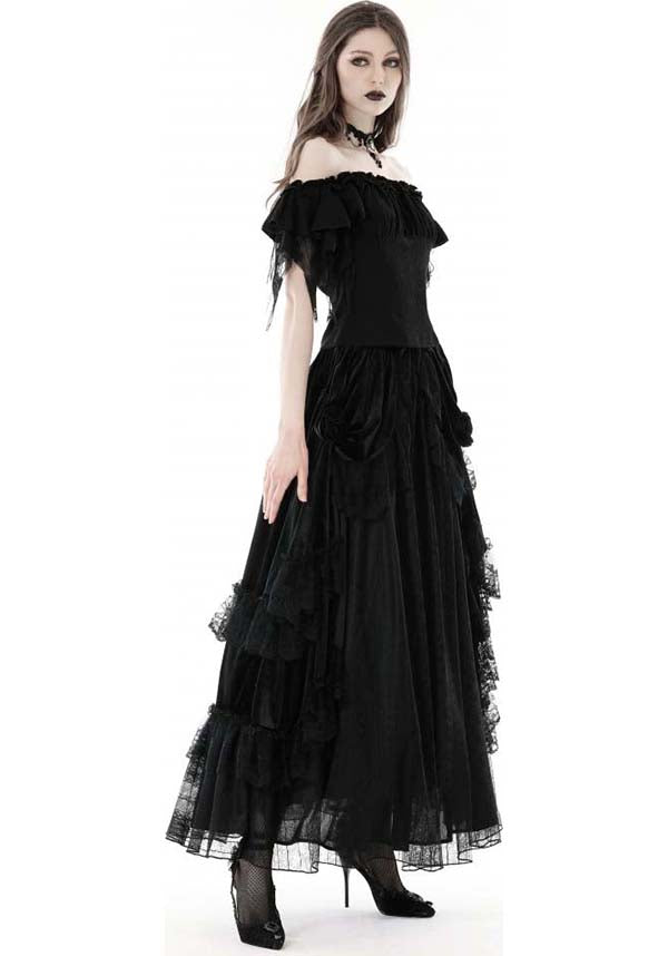 Dark in Love's Elegant Ruched Off-the-Shoulder Fatal Distressed Top