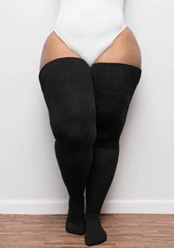 Classic Black Thigh High Knit Socks - A Must - Have Fashion Accessory