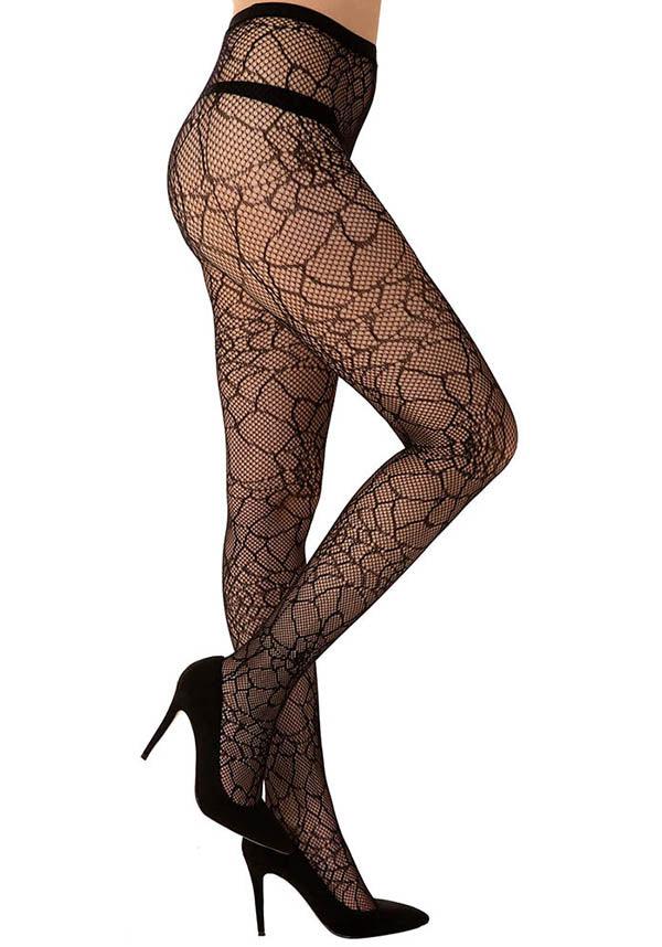 Unique Cobweb Pattern Fishnet Tights for Halloween and Goth Styles