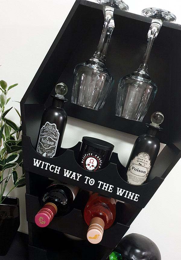 Gothic Coffin-Style Wine Shelf for Kitchen or Bar