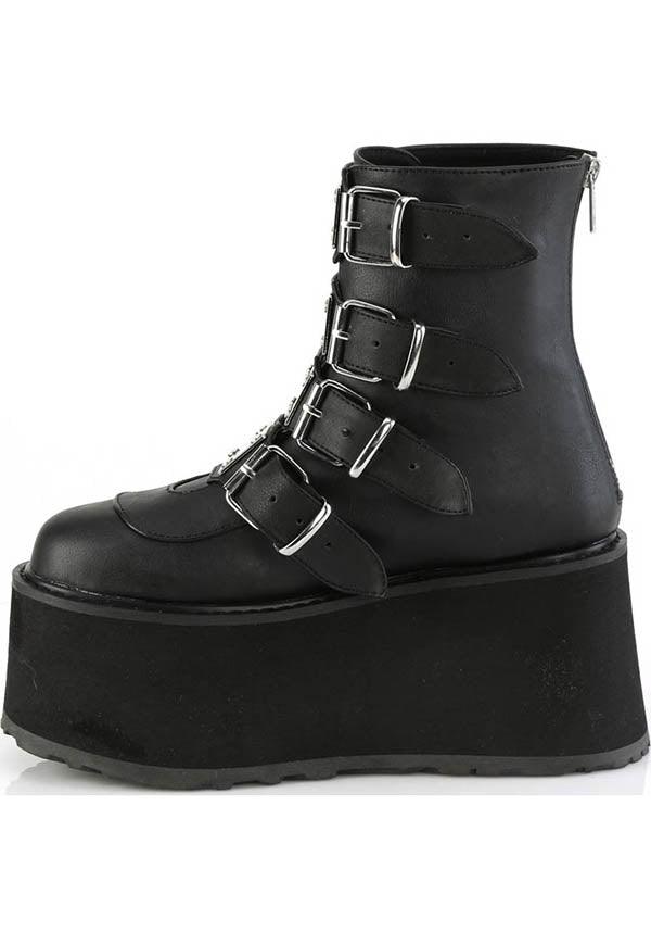 DAMNED-105 Black Platform Ankle Boots - In Stock