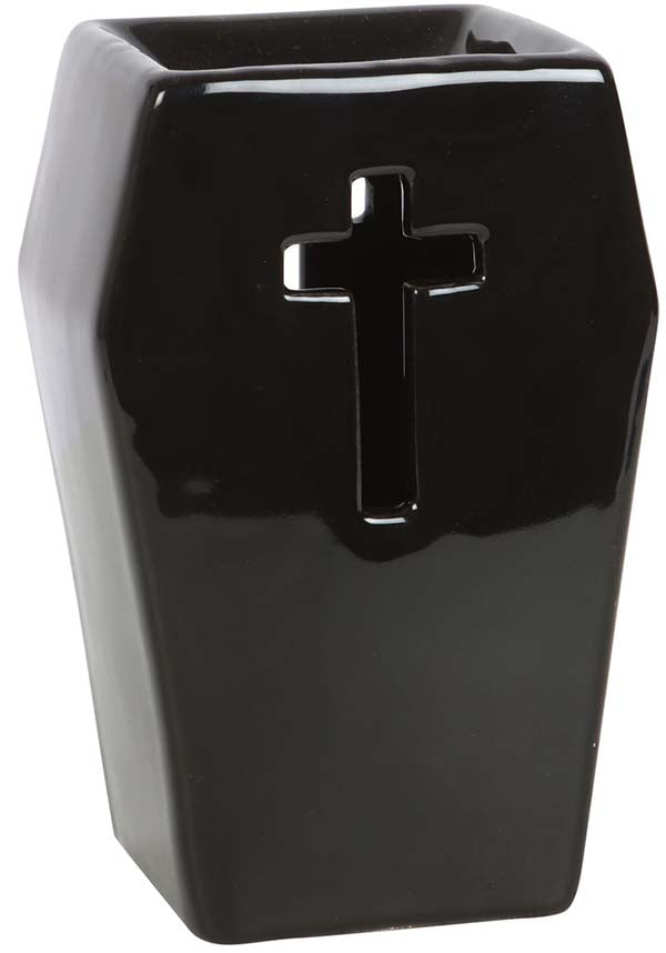 Ceramic Coffin-Shaped Oil Burner for Gothic Home Decor