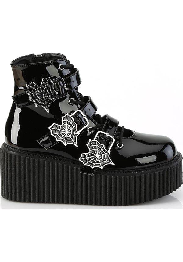 Black Patent CREEPER-260 Ankle Boots - Preorder Now