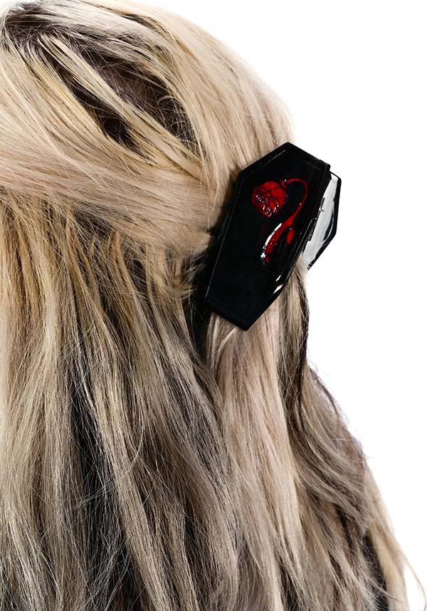 Foxblood Edgy Black Coffin - Shaped Acetate Acrylic Claw Clip