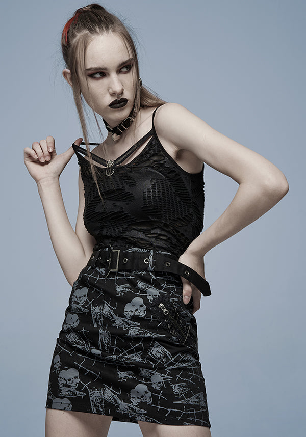 Punk Rave Vira Distressed Women's Fashionable Knitted Top