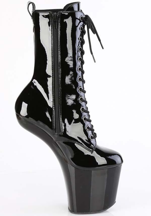 PREORDER! CRAZE-1040 Black Patent Platform Ankle Boots