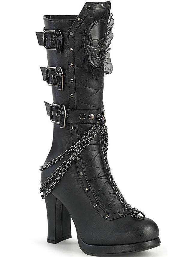 Black Demonia Crypto-67 Mid-Calf Boots - Preorder Available