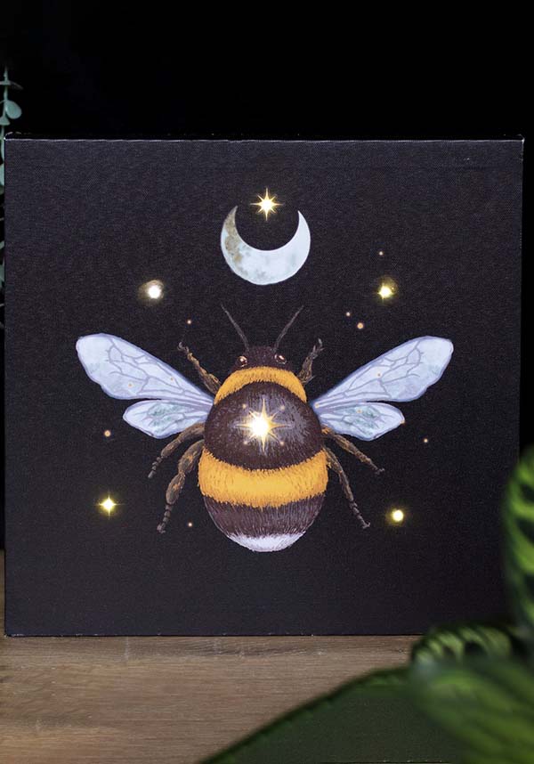 Forest Bee LED Lit Canvas Wall Plaque for a Mystical Home Decor