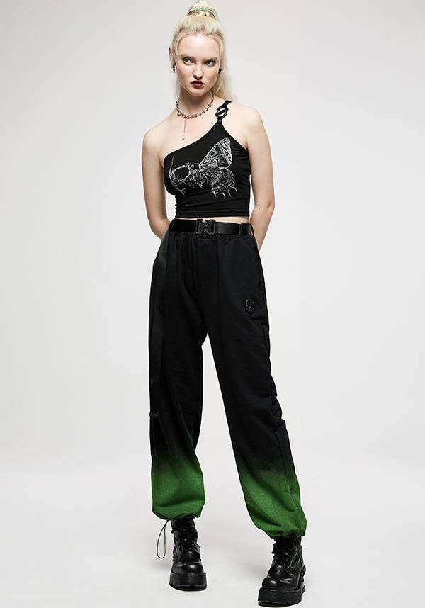 Eternal Eventide Green Casual Streetwear Pants with Elastic Waist