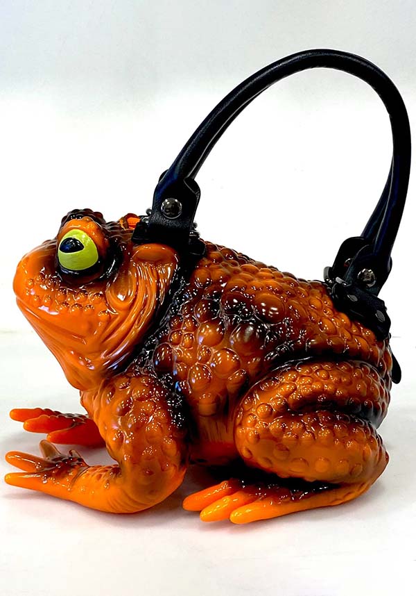 Windy Willow Glossy Orange Toad Design Handbag for Fashion Enthusiasts