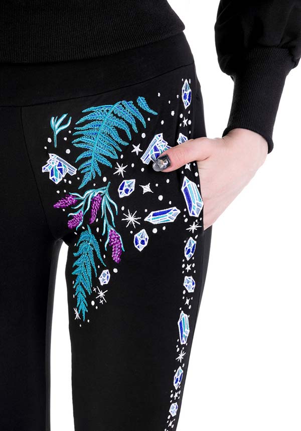 Embroidered Enchanted Forest Comfortable Sweatpants for Magic Lovers