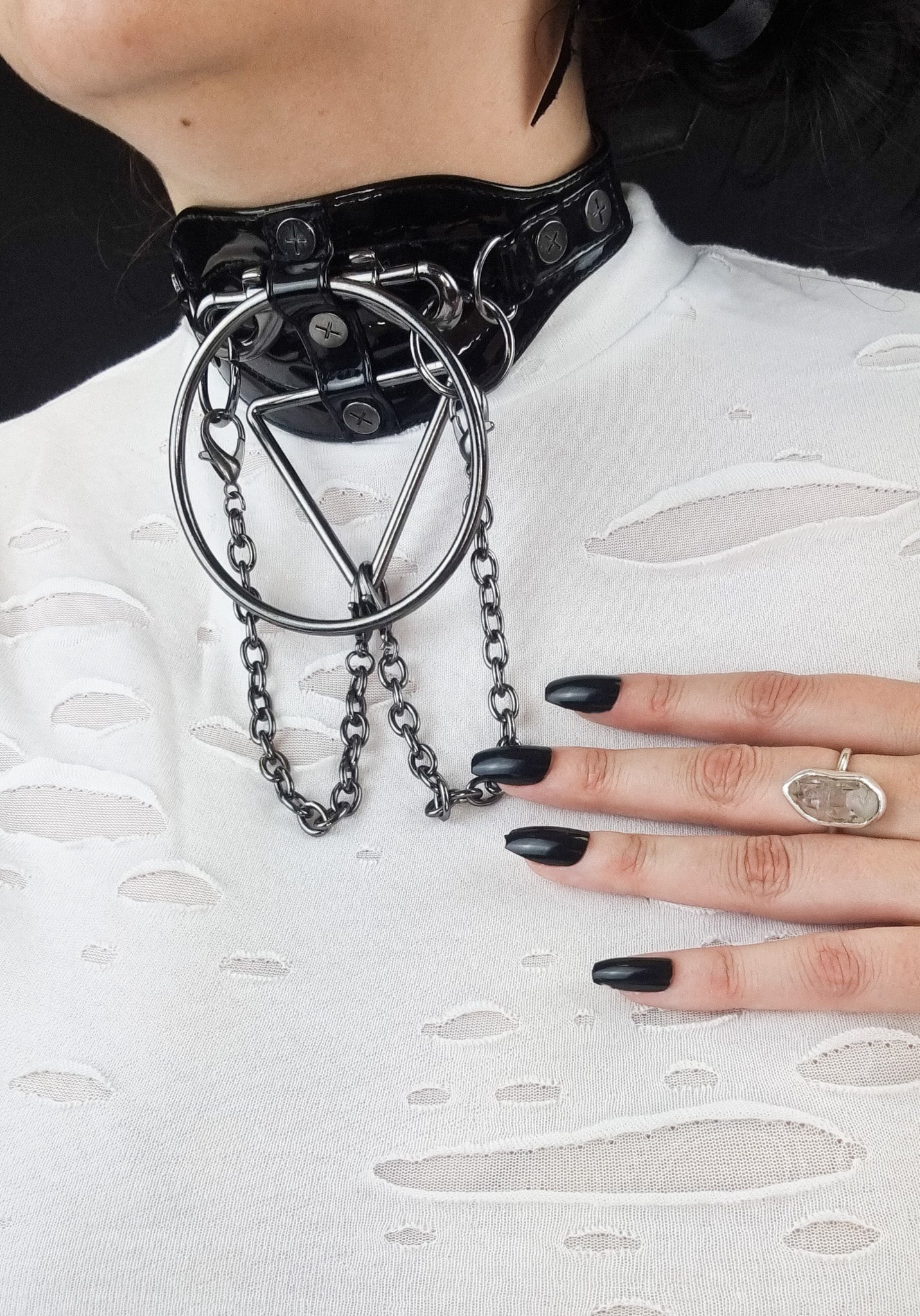 Demonia DA - 205 Dante Faux Vegan Leather Fashion Choker Necklace