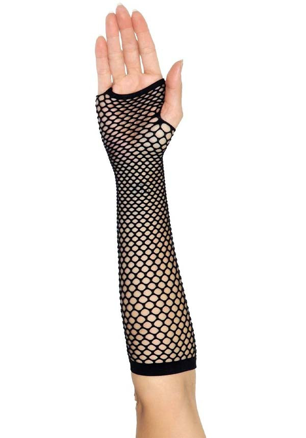 Black Fingerless Triangle Net Arm Warmers by LEG AVENUE - Stylish Costume Accessory